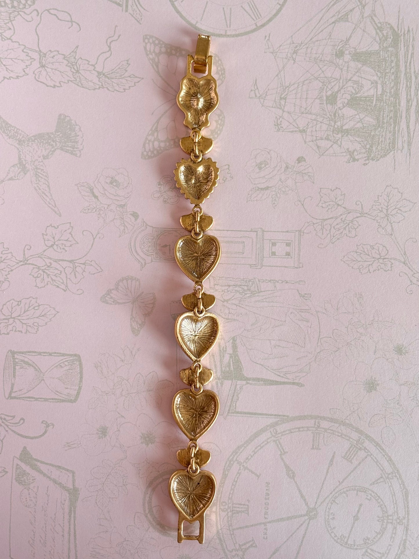 Vintage Enamel Heart Charm Bracelet