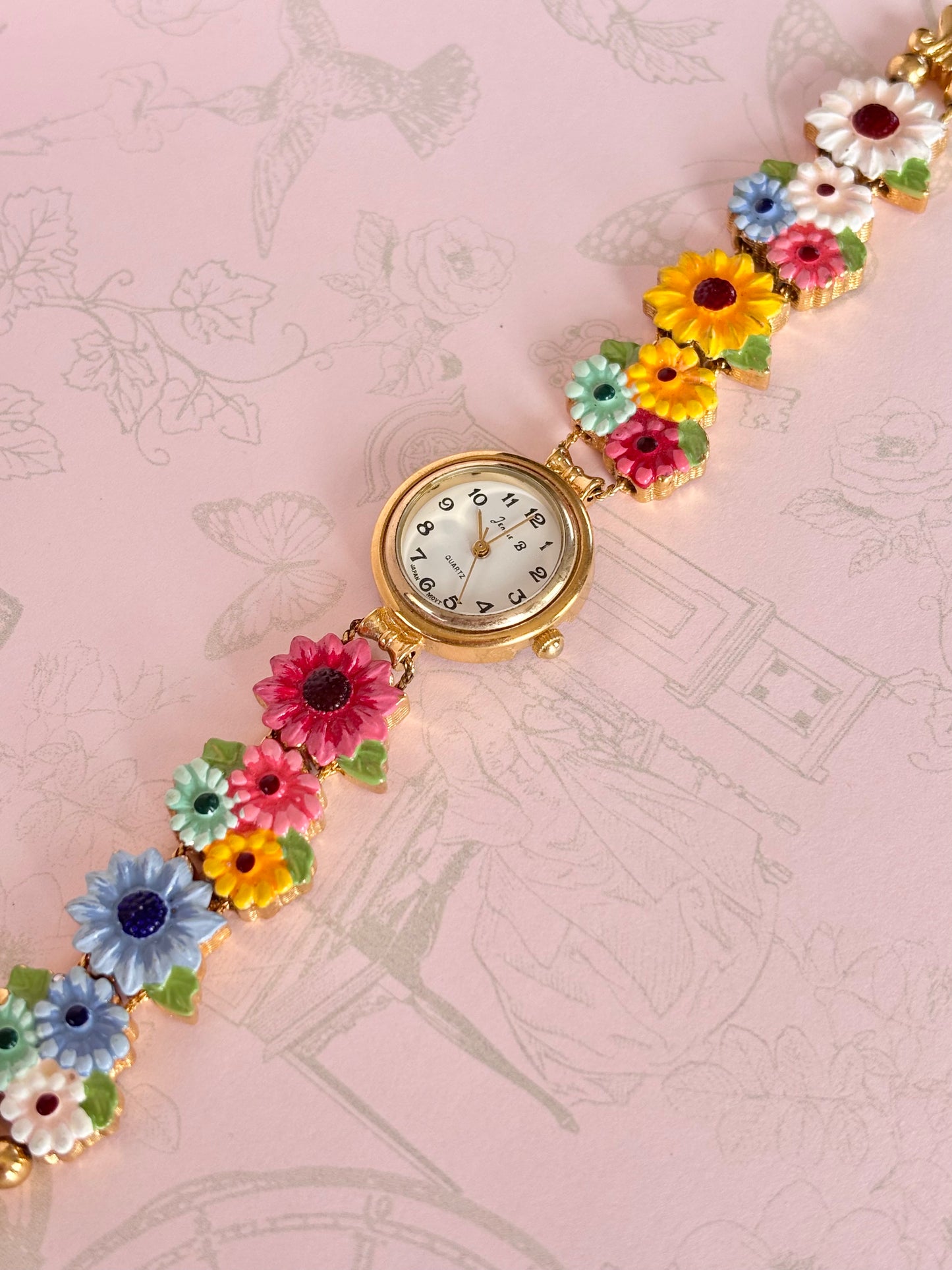 Jennie B Vintage Flower Charm Watch