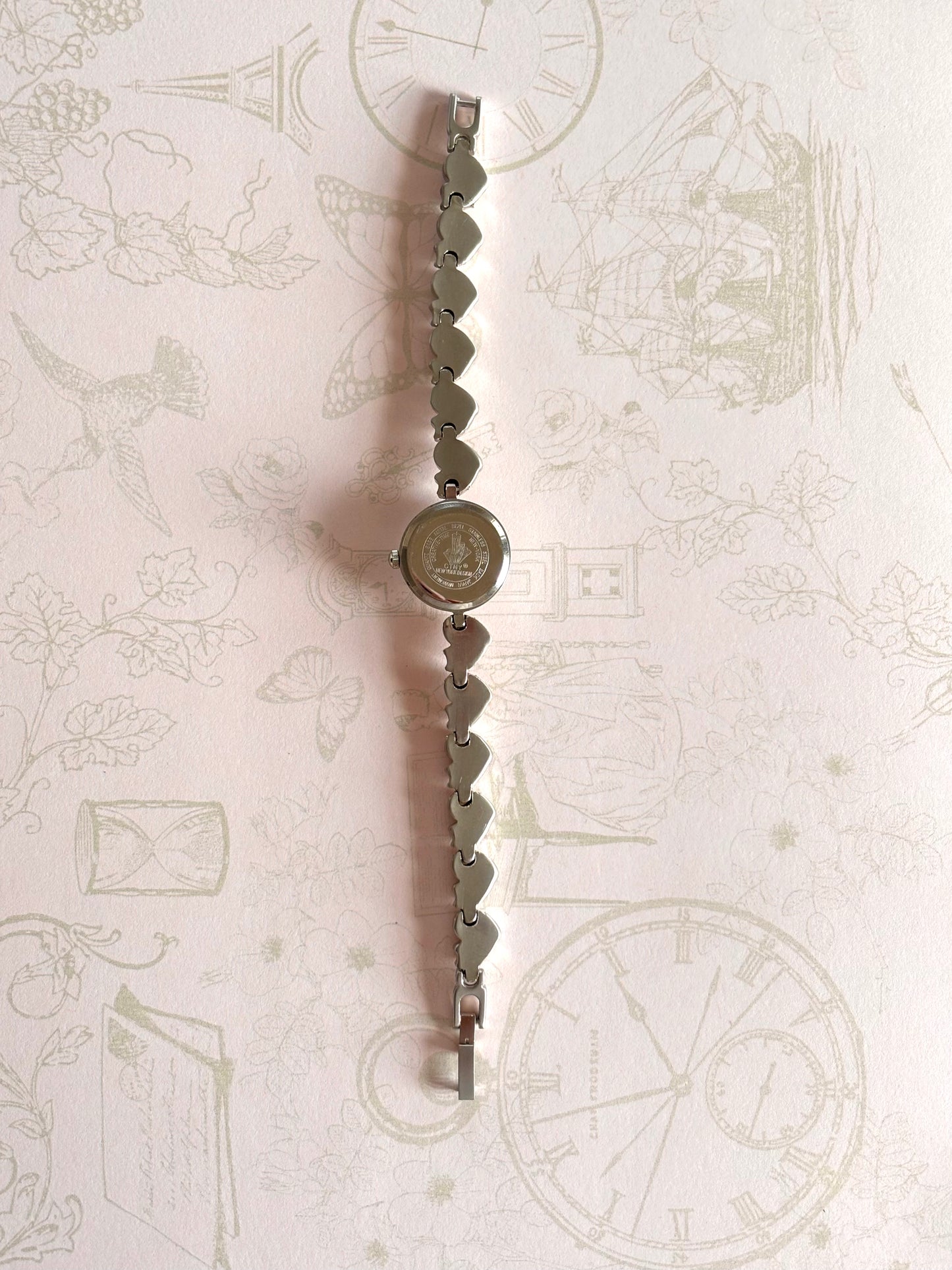 Silver Heart-Shaped Cats Watch