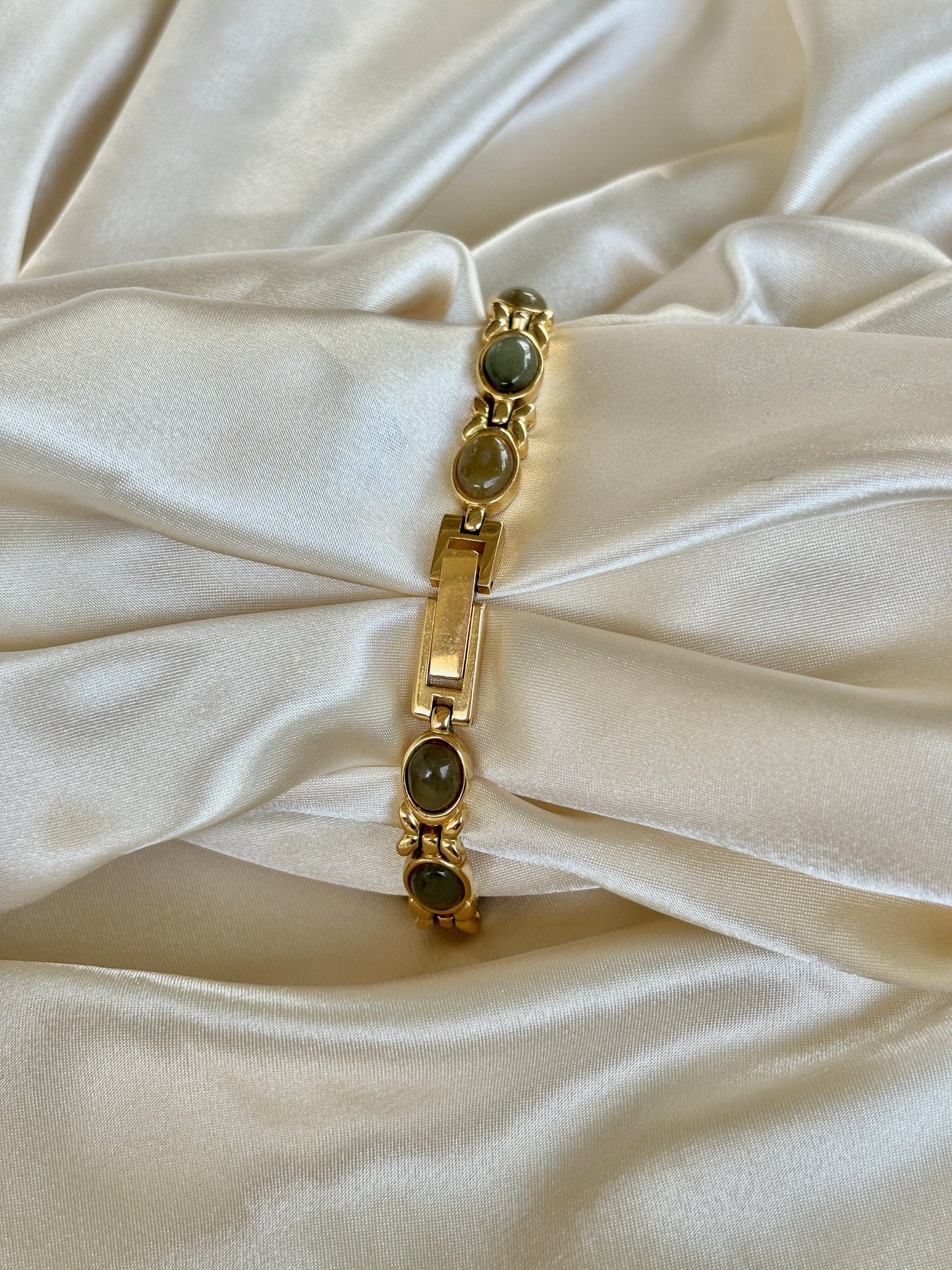 Vintage Gold And Green Stone Watch