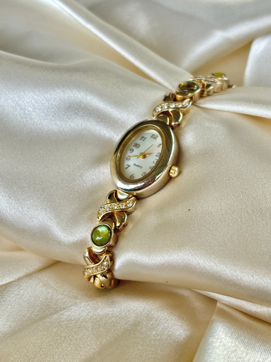 Vintage Abalone Gold Tone Watch