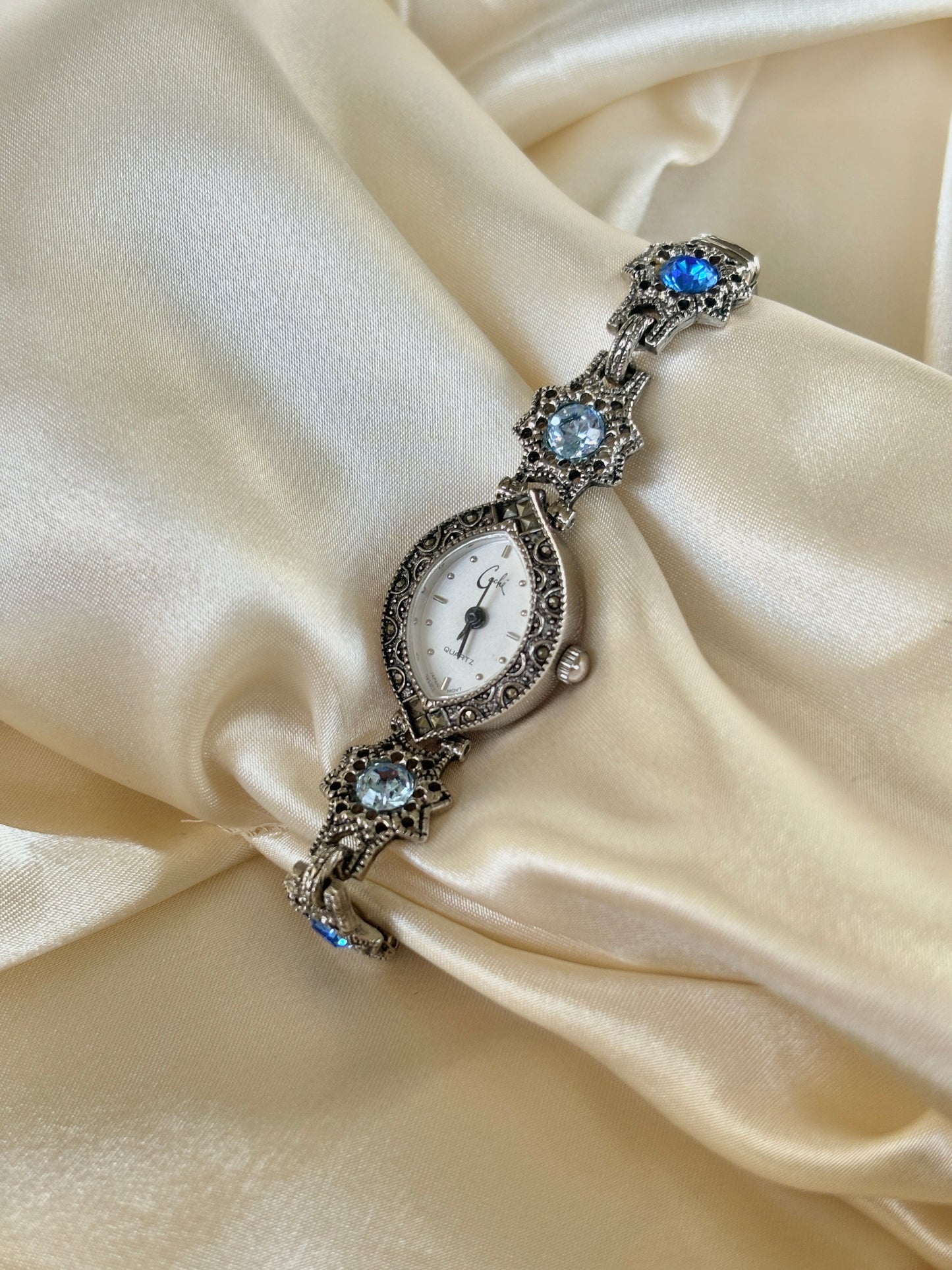 Vintage Silver And Blue Extension Watch