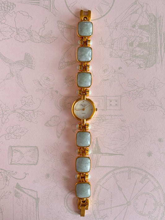 Vintage Gold Toned & Jade Watch
