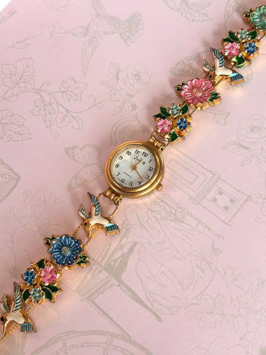 Jennie B Vintage Hummingbird/Flower Watch