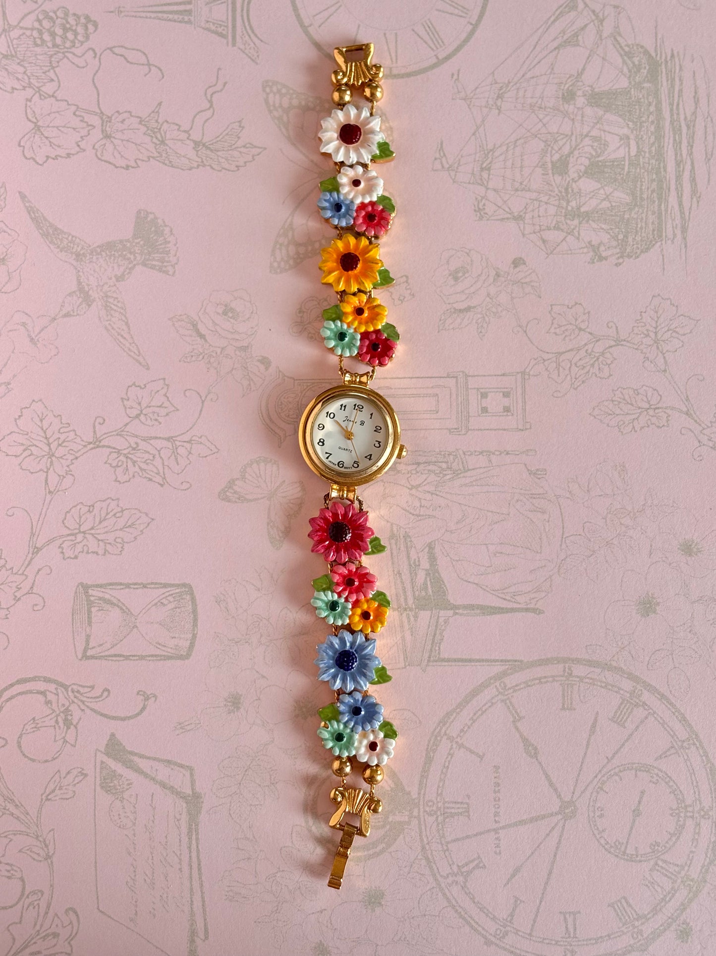 Jennie B Vintage Flower Charm Watch