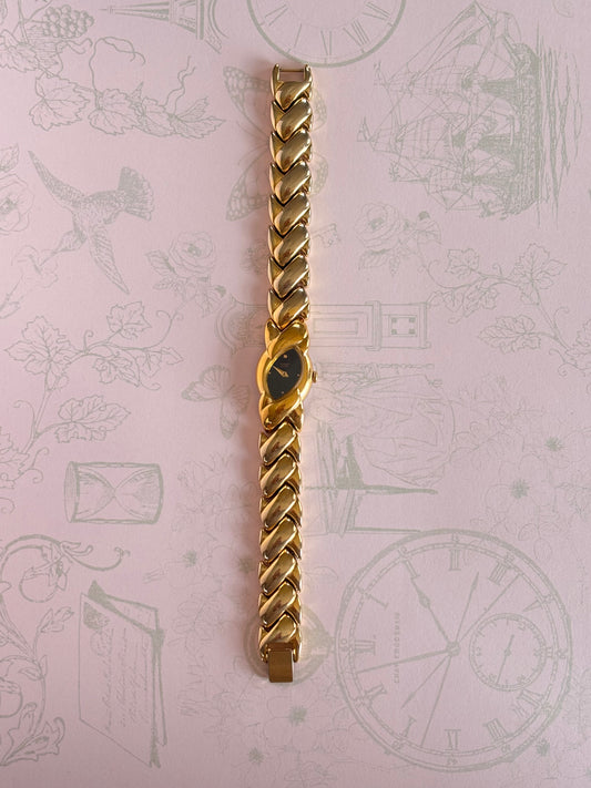 RARE Chunky Linked Watch With Black Dial