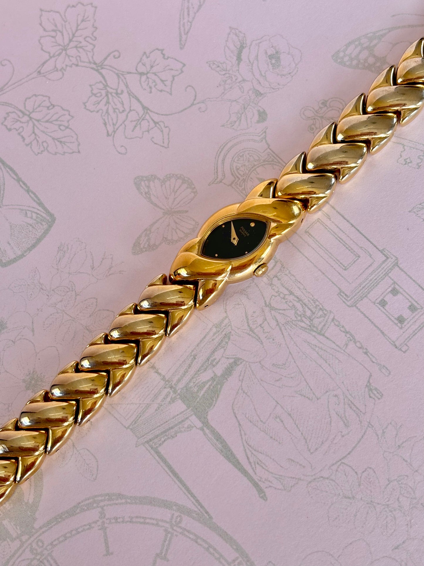 RARE Chunky Linked Watch With Black Dial