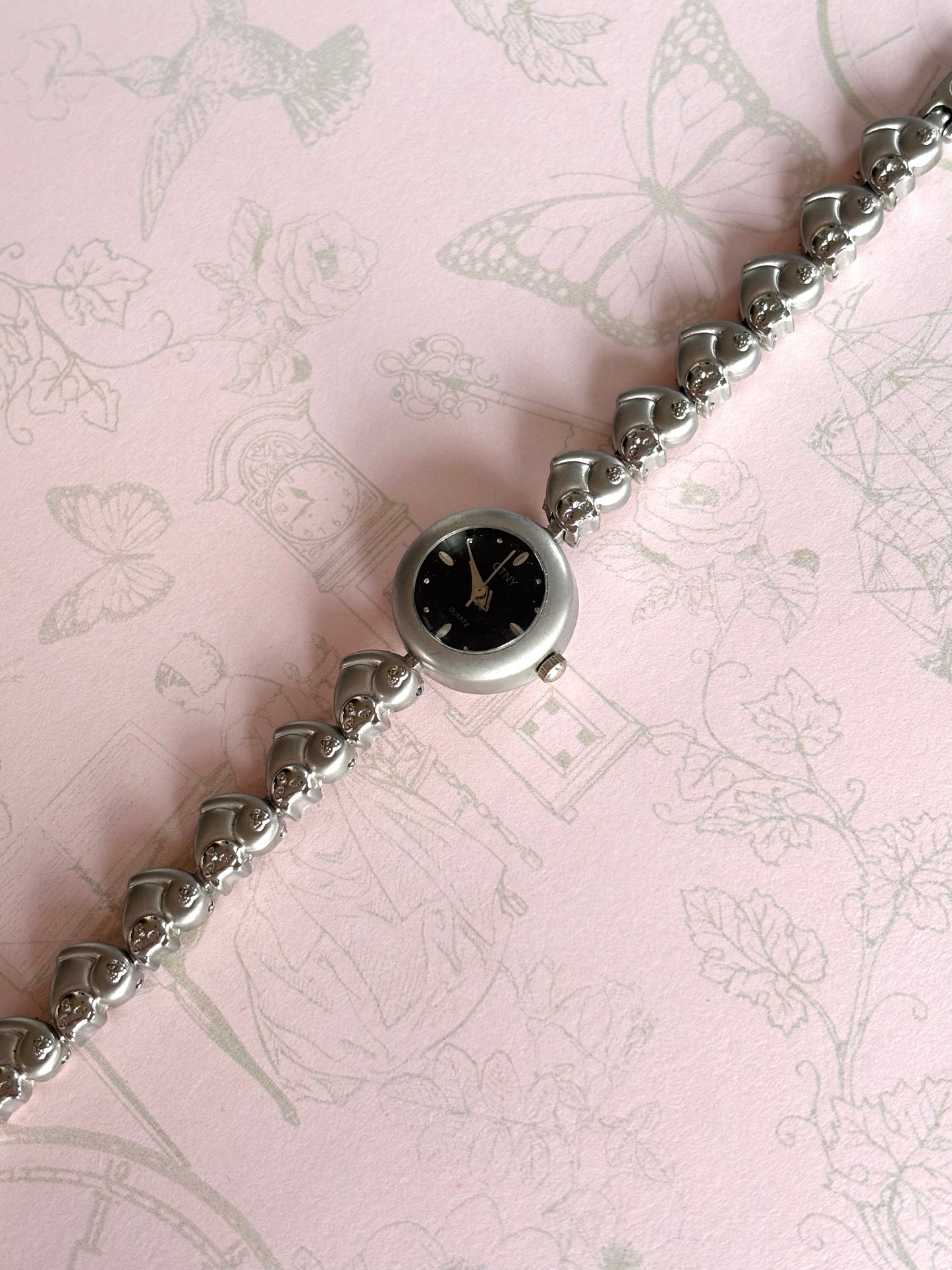 Silver Heart-Shaped Cats Watch