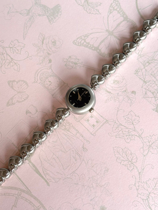 Silver Heart-Shaped Cats Watch