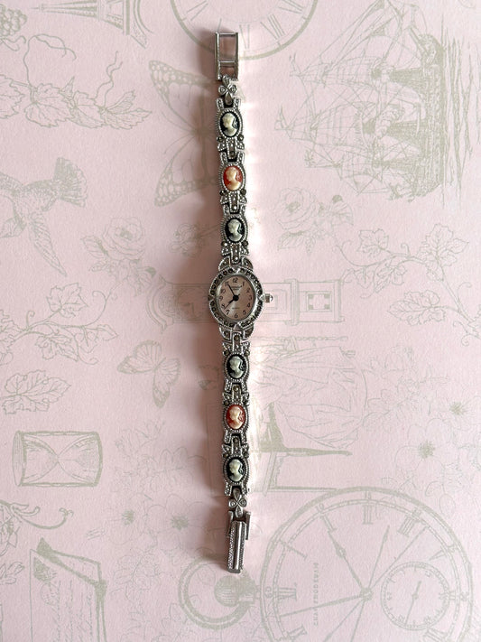 Vintage Silver Toned Cameo Watch