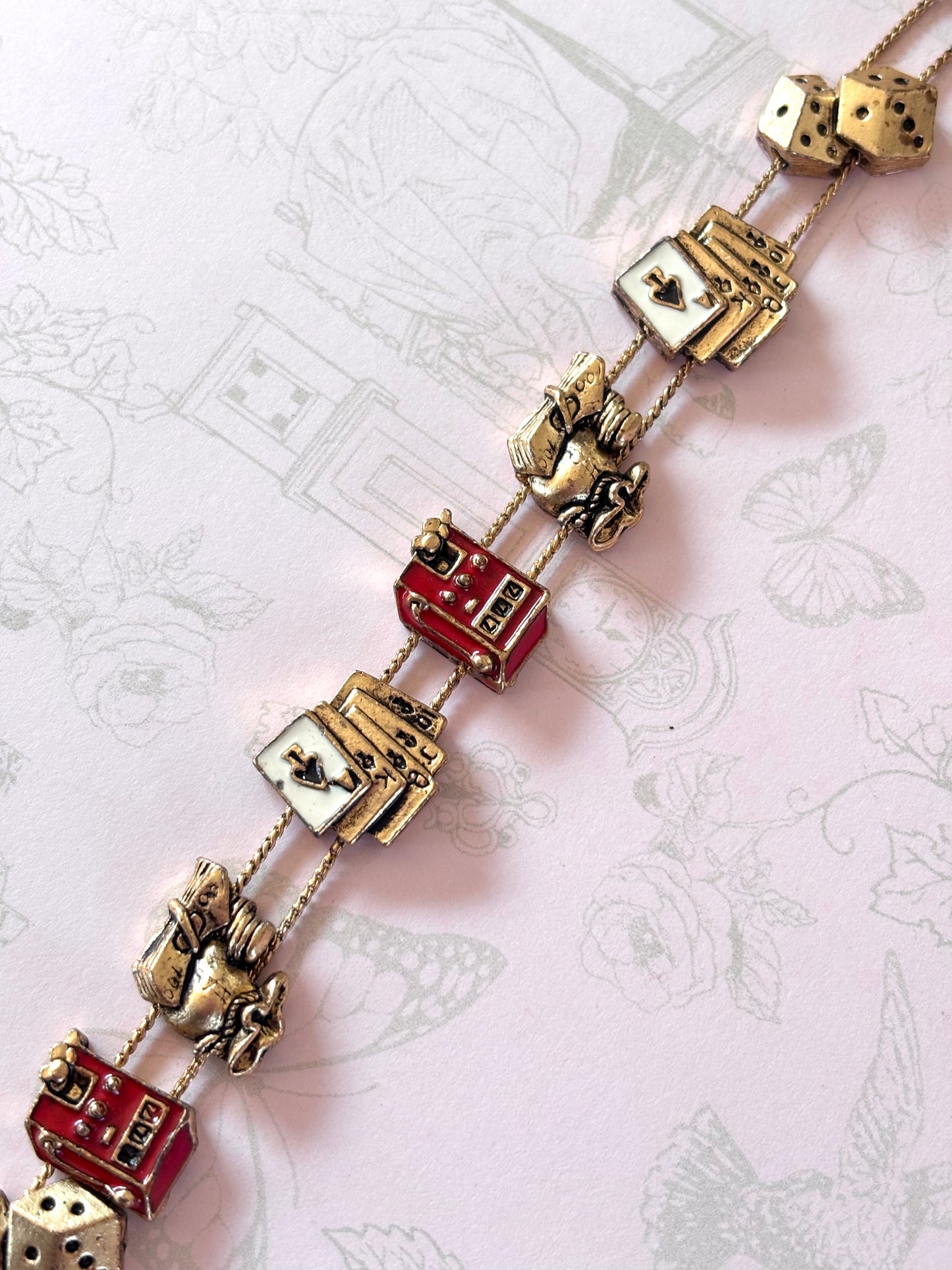 Vintage Casino Themed Slide Charm Bracelet