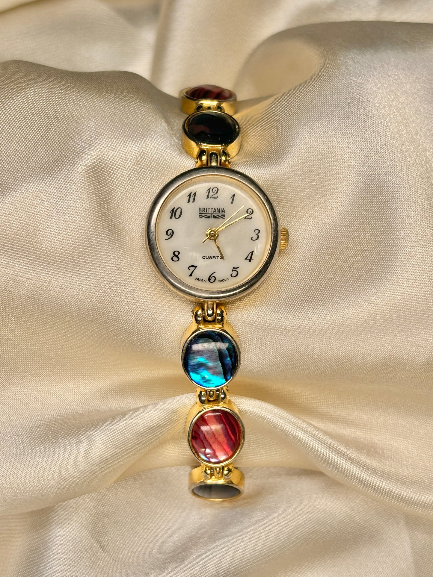 Abalone Gold Tone Brittania Watch