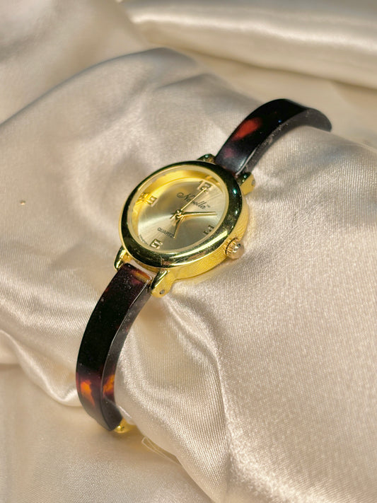 Tortoise Gold Tone "Novella" Watch