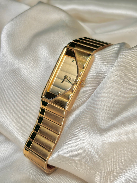 RARE Gold Tone Vintage Seiko Half Moon Watch