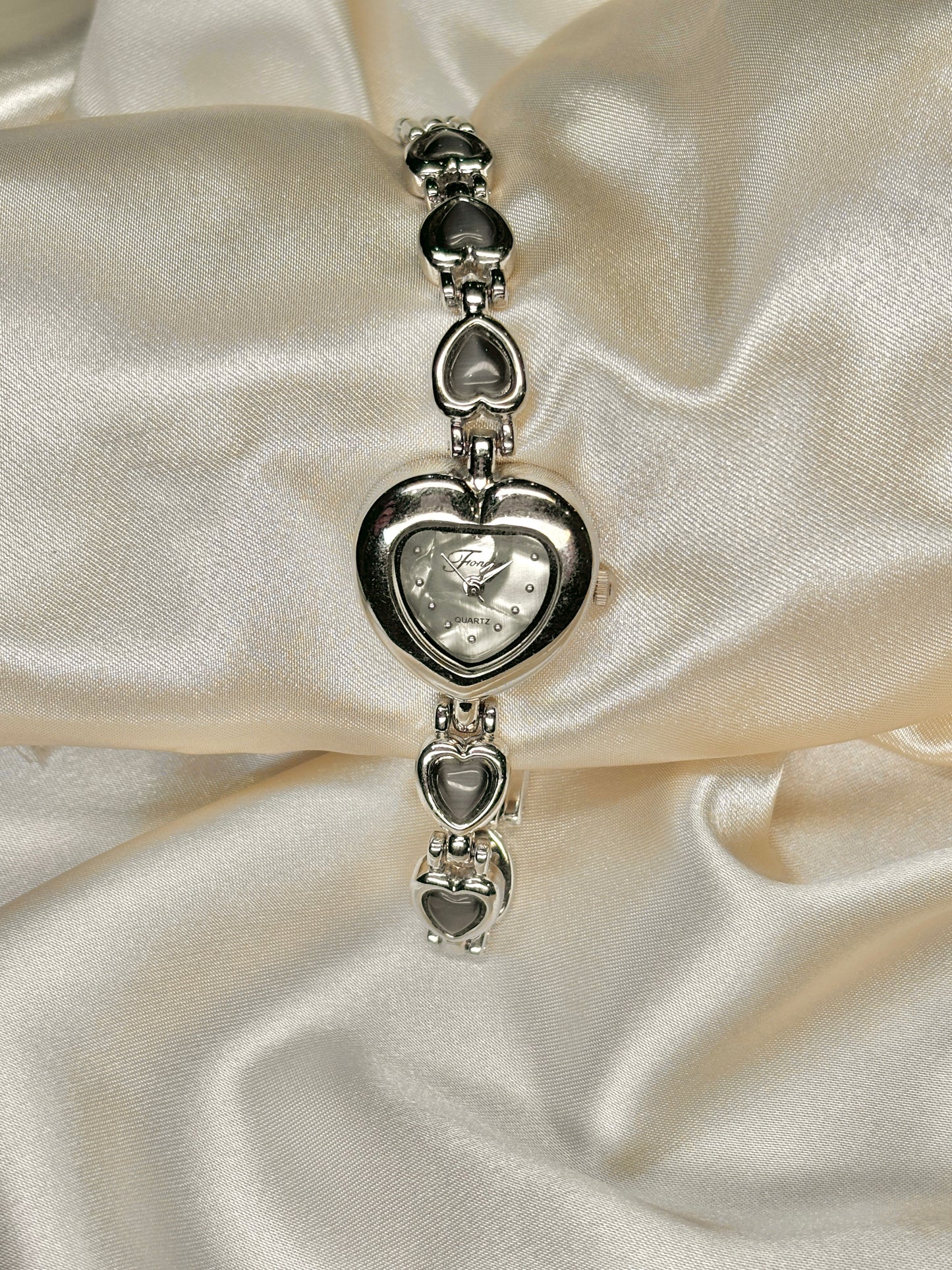 Vintage Silver and Grey Heart Shaped Watch