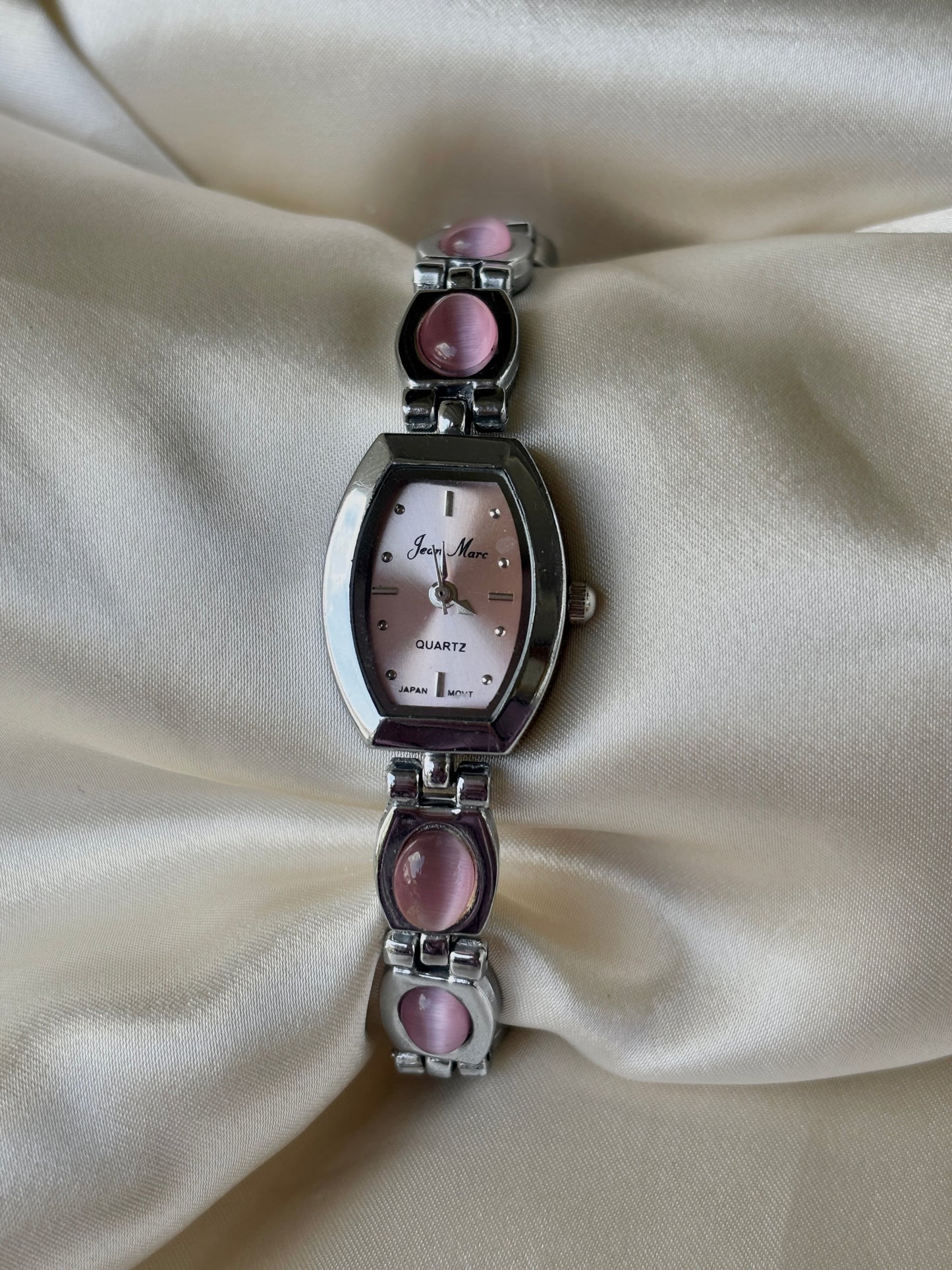 Silver and Pink Stone Vintage Watch