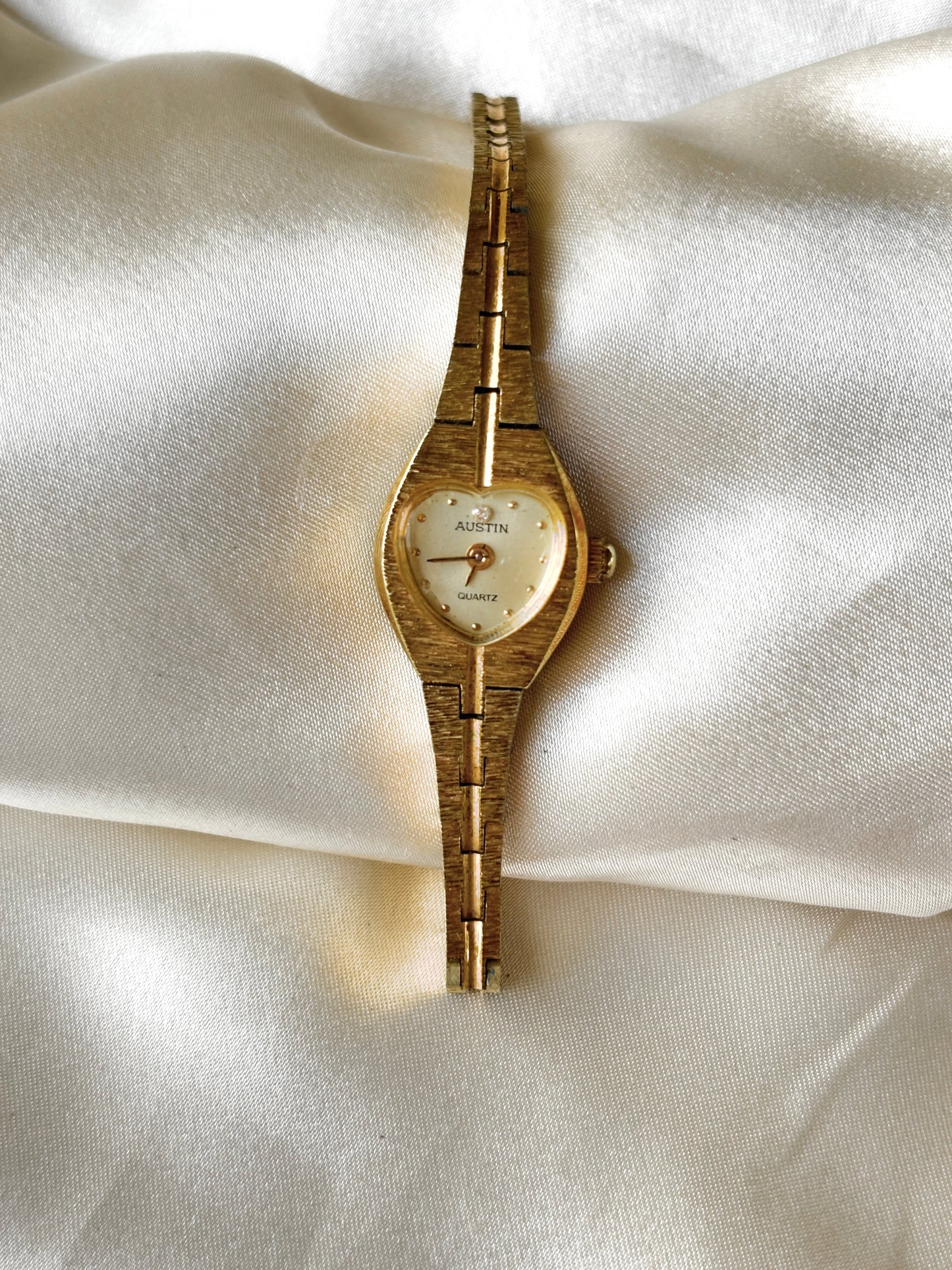 Vintage Gold Tone Heart Dial Watch