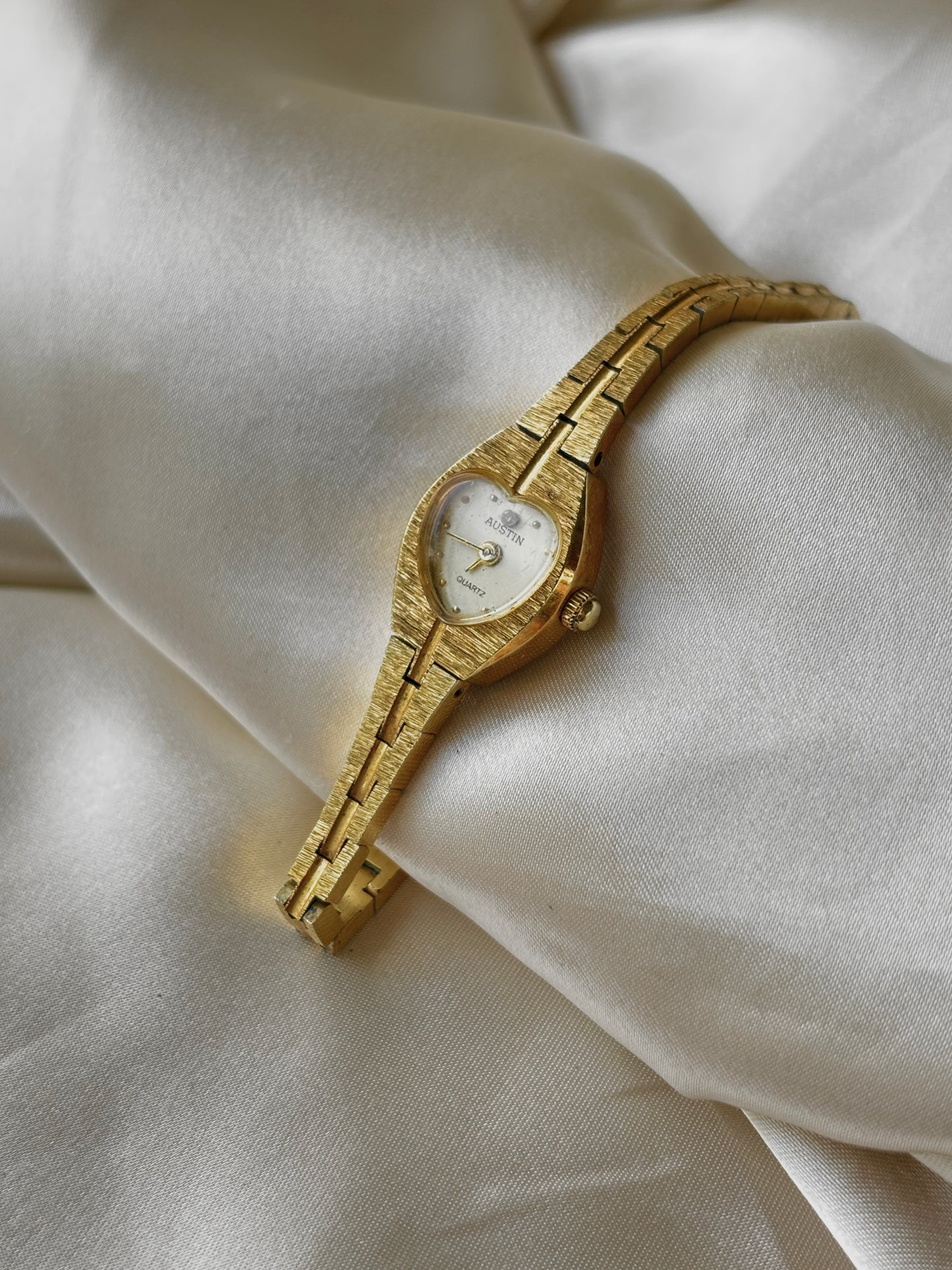 Vintage Gold Tone Heart Dial Watch